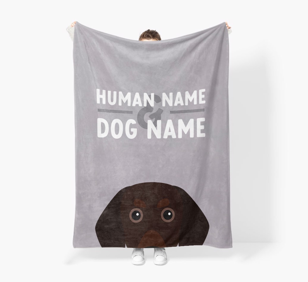 Human & Dog Name: Personalised {breedFullName} Premium Sherpa Fleece Blanket