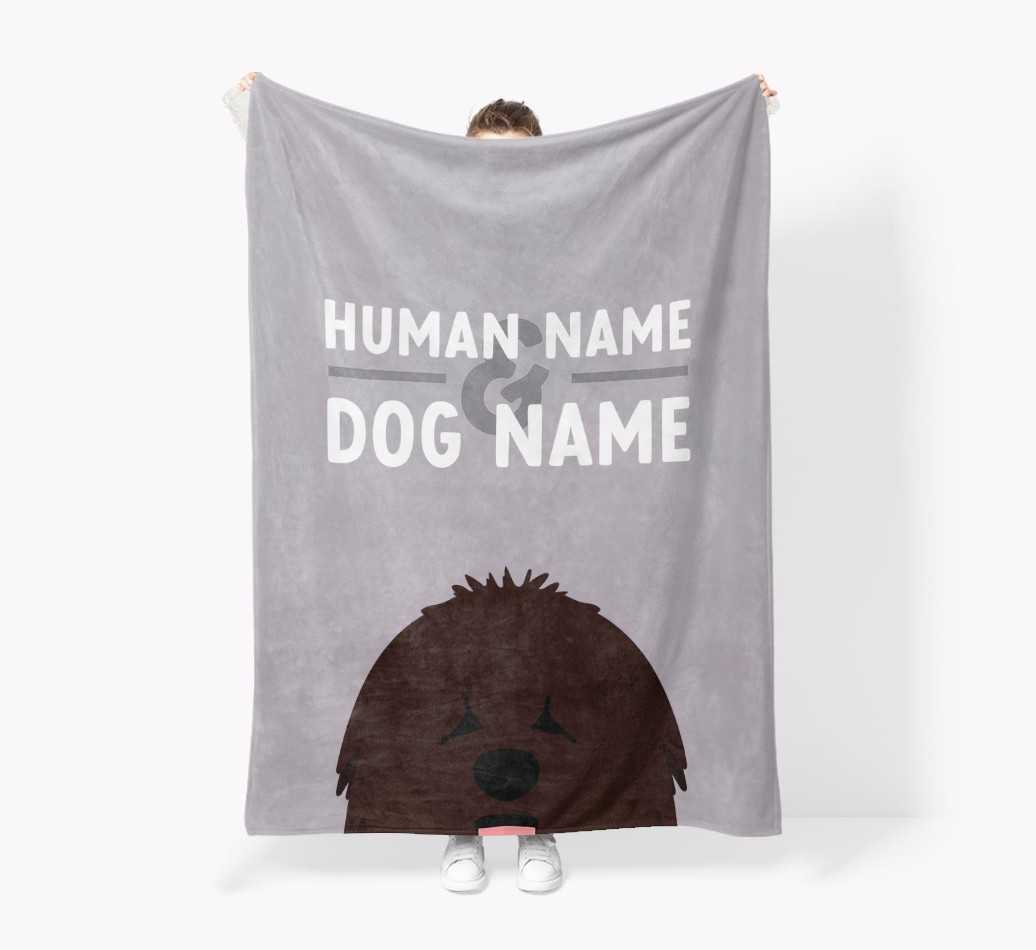 Human & Dog Name: Personalised {breedFullName} Premium Sherpa Fleece Blanket
