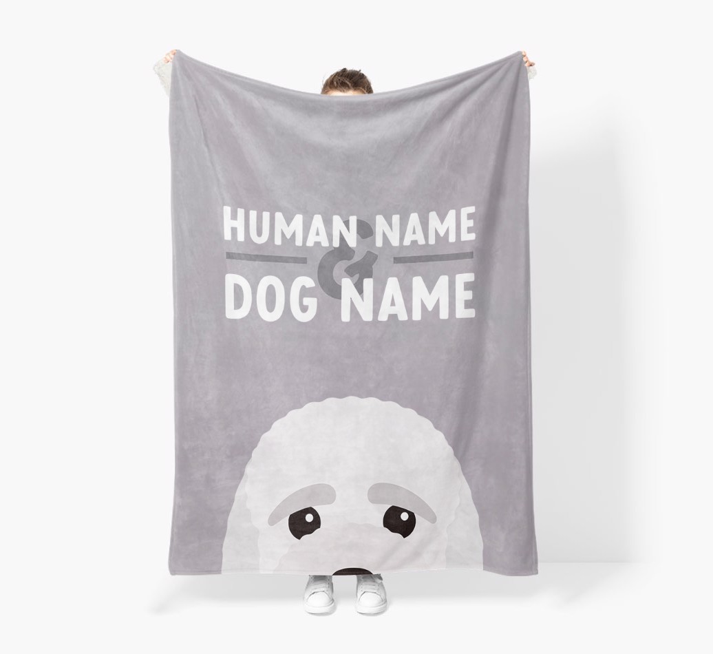 Human & Dog Name: Personalised {breedFullName} Premium Sherpa Fleece Blanket
