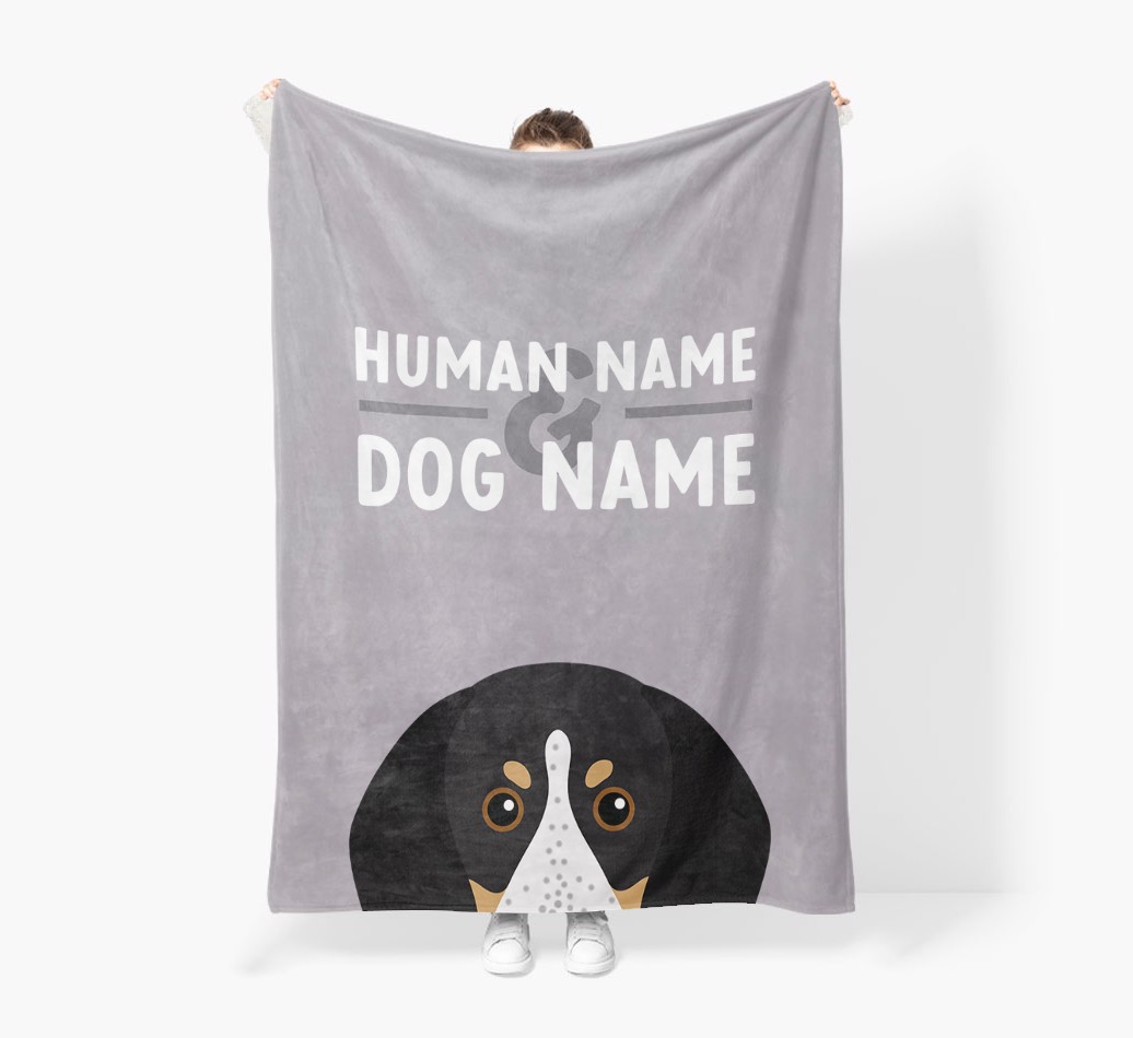 Human & Dog Name: Personalised {breedFullName} Premium Sherpa Fleece Blanket