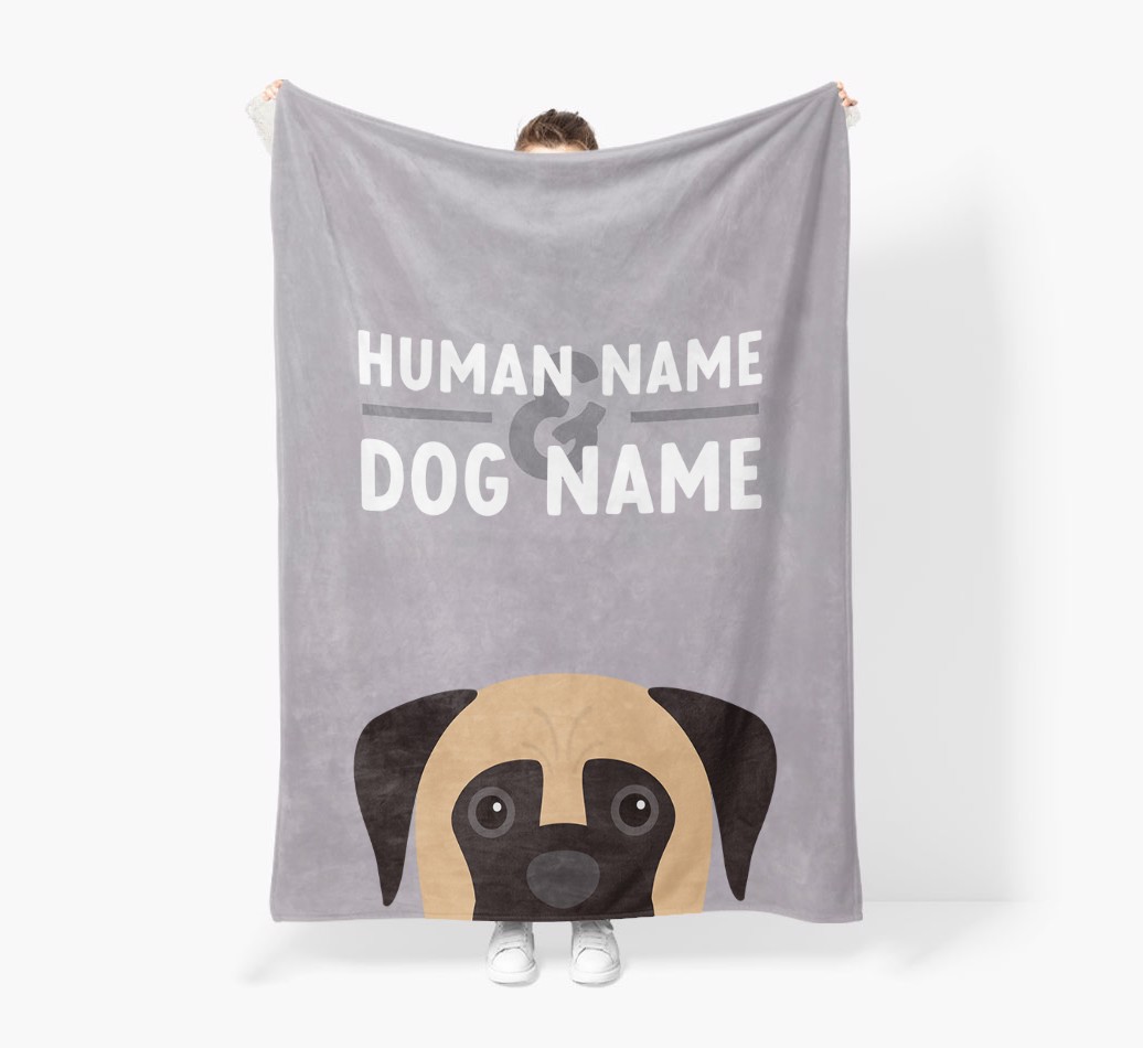 Human & Dog Name: Personalised {breedFullName} Premium Sherpa Fleece Blanket