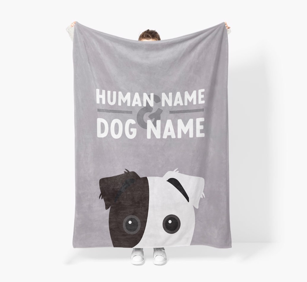 Human & Dog Name: Personalised {breedFullName} Premium Sherpa Fleece Blanket