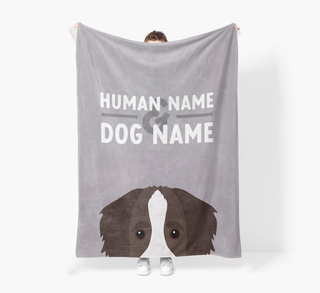 Human & Dog Name: Personalised {breedFullName} Premium Sherpa Fleece Blanket