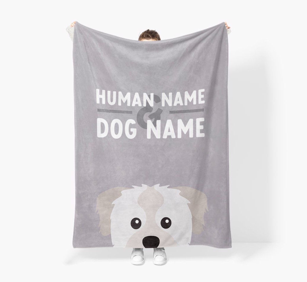 Human & Dog Name: Personalised {breedFullName} Premium Sherpa Fleece Blanket