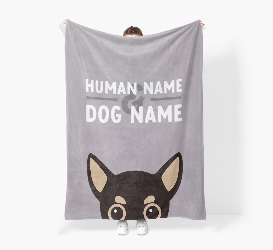 Human & Dog Name: Personalised {breedFullName} Premium Sherpa Fleece Blanket