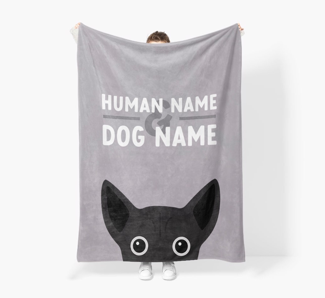 Human & Dog Name: Personalised {breedFullName} Premium Sherpa Fleece Blanket