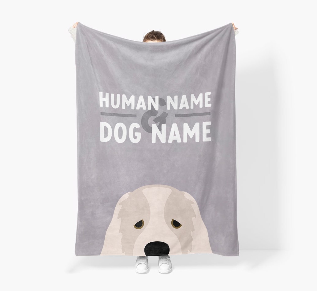 Human & Dog Name: Personalised {breedFullName} Premium Sherpa Fleece Blanket