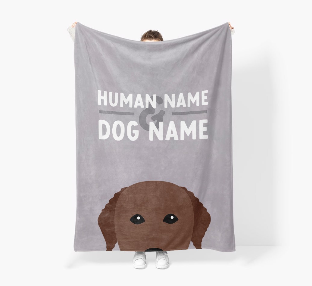 Human & Dog Name: Personalised {breedFullName} Premium Sherpa Fleece Blanket