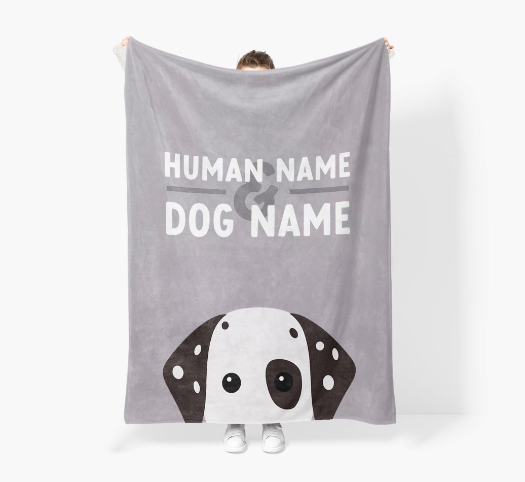 Human & Dog Name: Personalized {breedFullName} Premium Sherpa Fleece Blanket