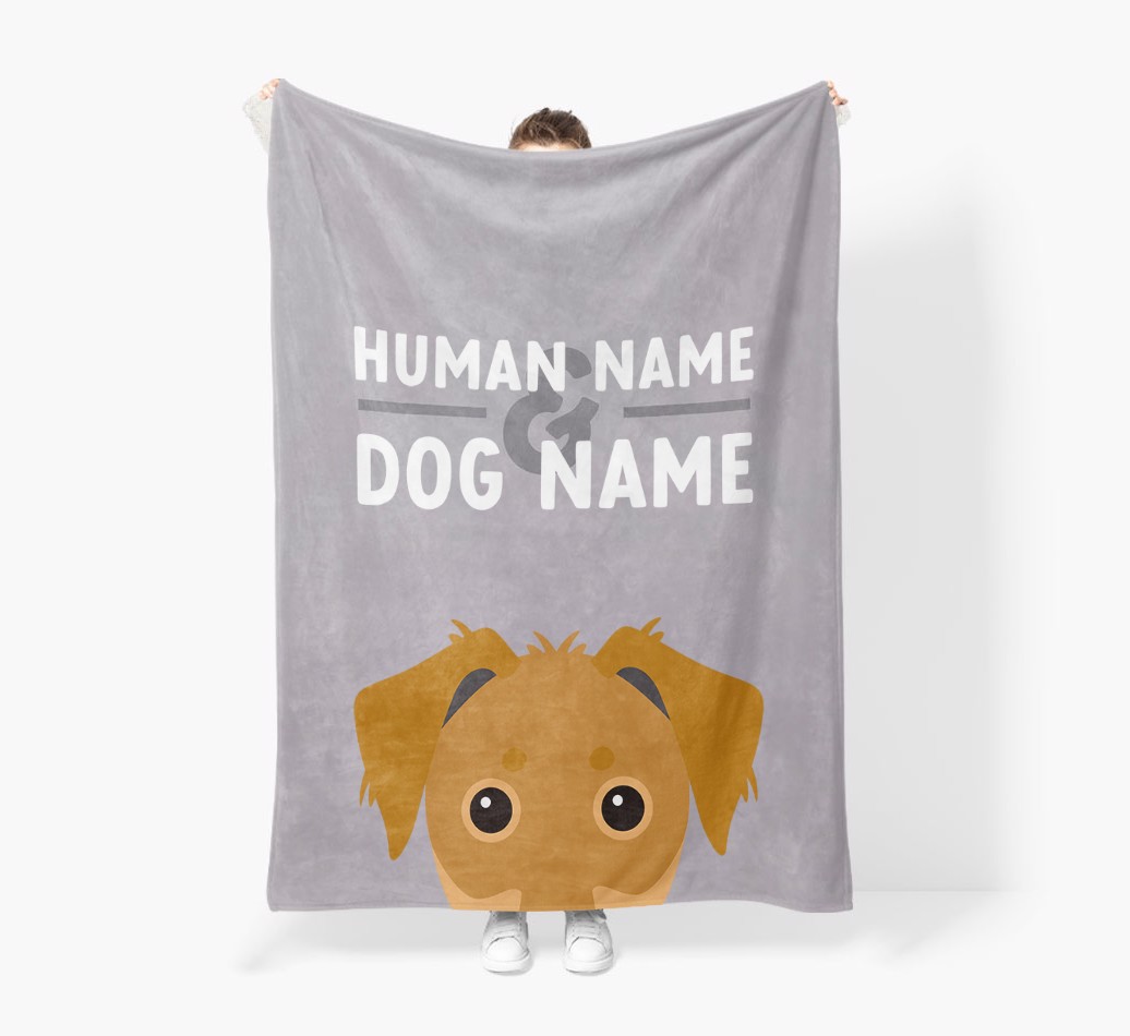 Human & Dog Name: Personalised {breedFullName} Premium Sherpa Fleece Blanket