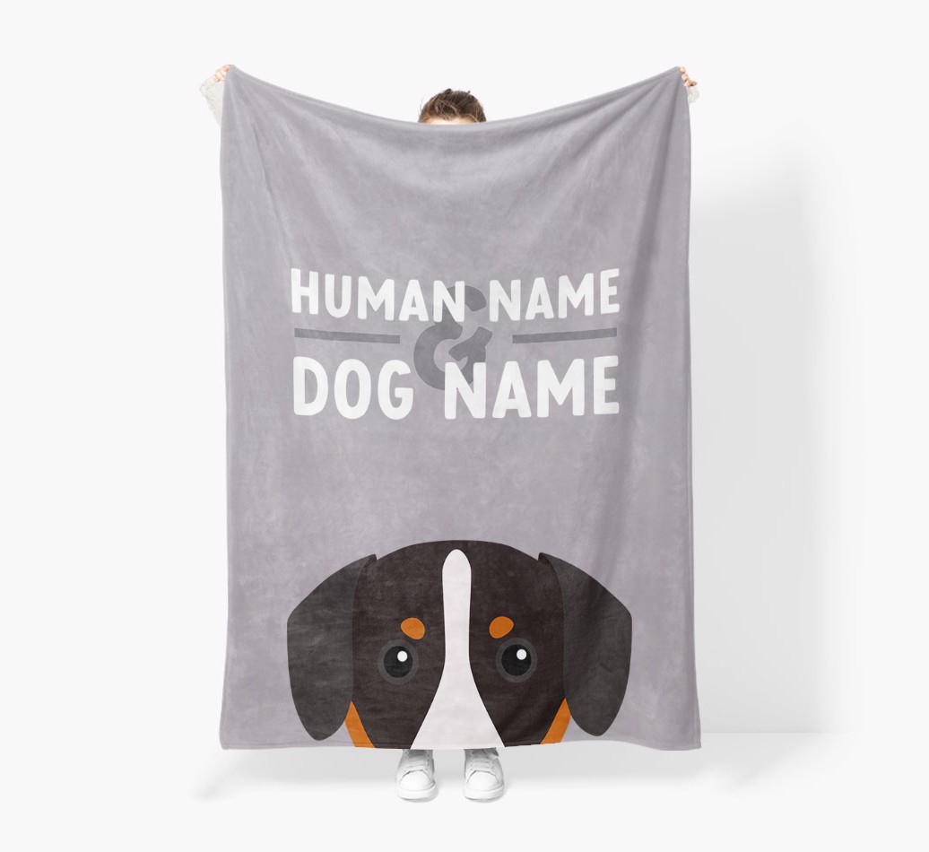 Human & Dog Name: Personalised {breedFullName} Premium Sherpa Fleece Blanket