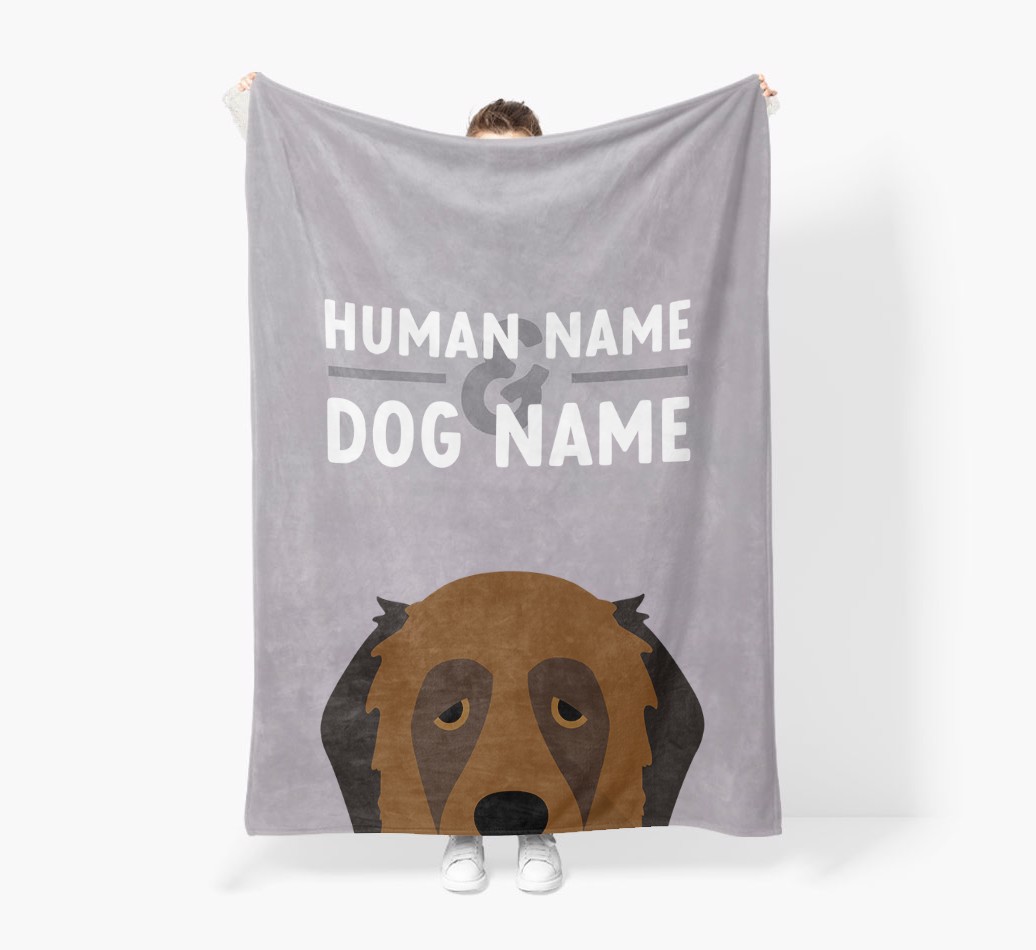 Human & Dog Name: Personalised {breedFullName} Premium Sherpa Fleece Blanket