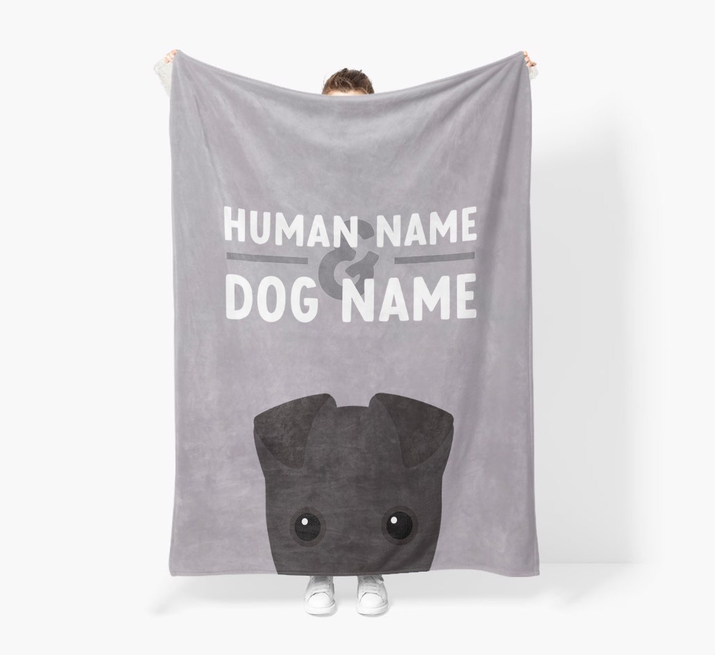 Human & Dog Name: Personalised {breedFullName} Premium Sherpa Fleece Blanket