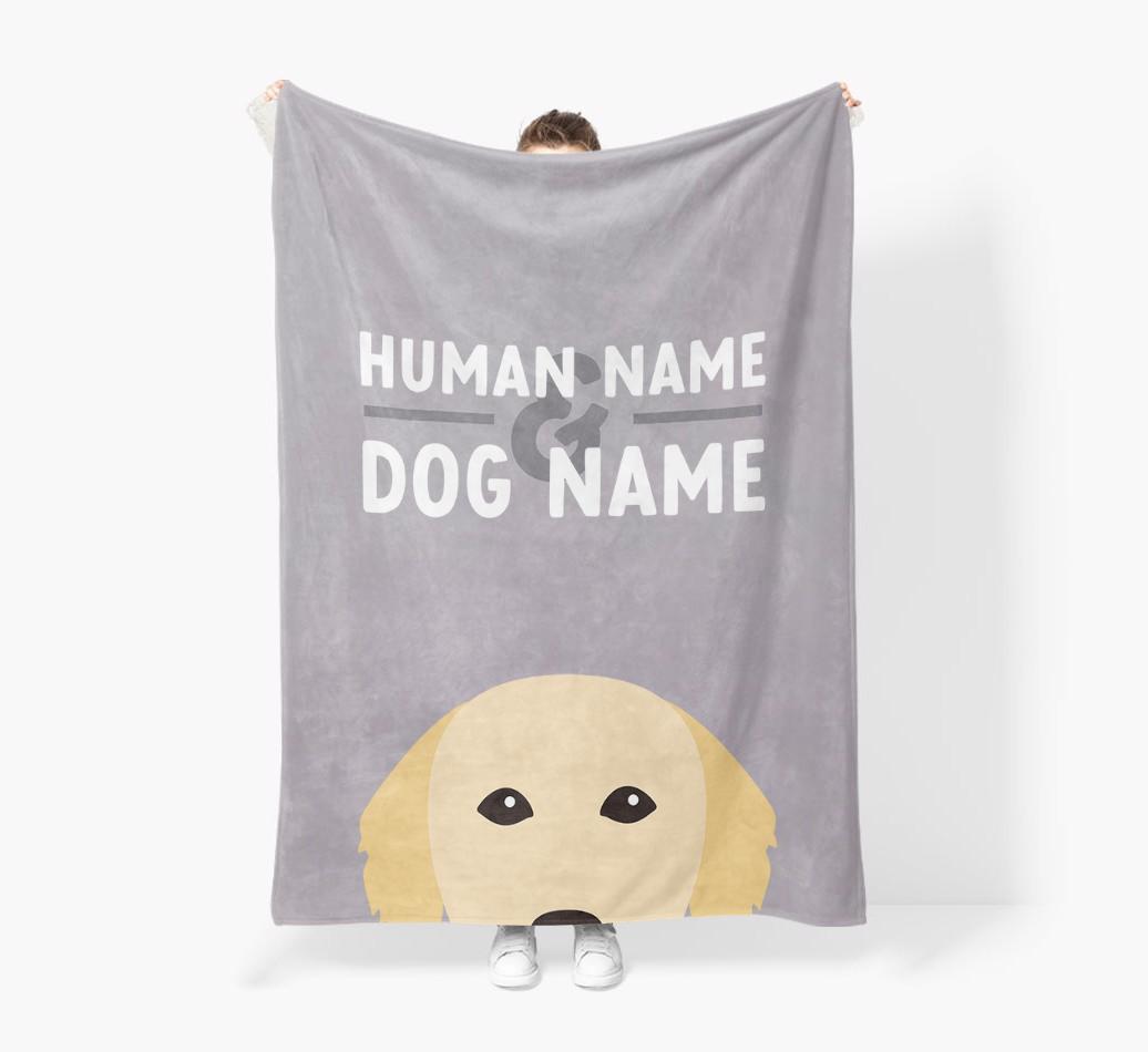 Human & Dog Name: Personalised {breedFullName} Premium Sherpa Fleece Blanket