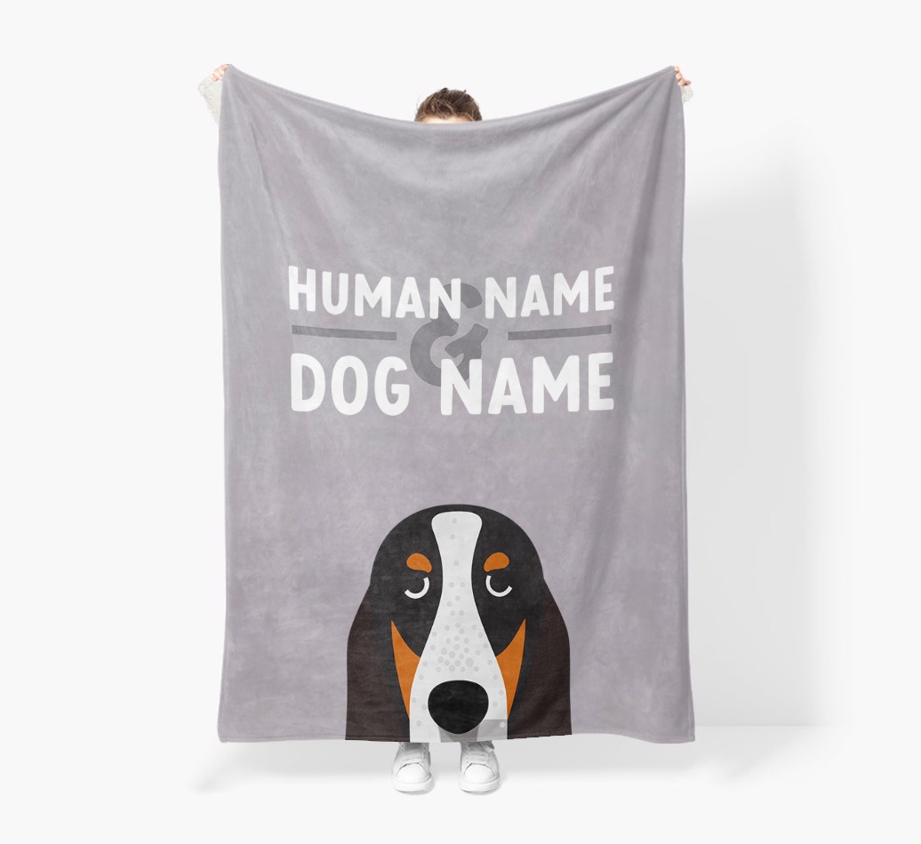 Human & Dog Name: Personalised {breedFullName} Premium Sherpa Fleece Blanket