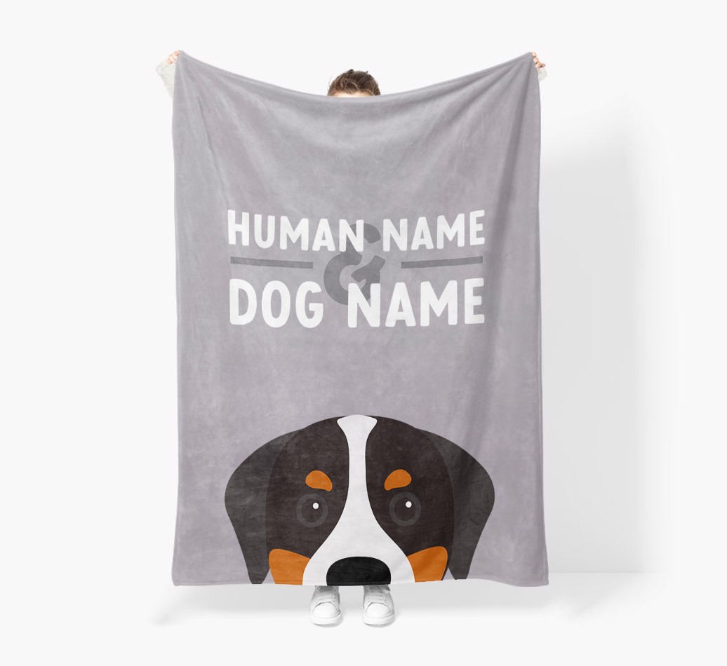 Human & Dog Name: Personalised {breedFullName} Premium Sherpa Fleece Blanket