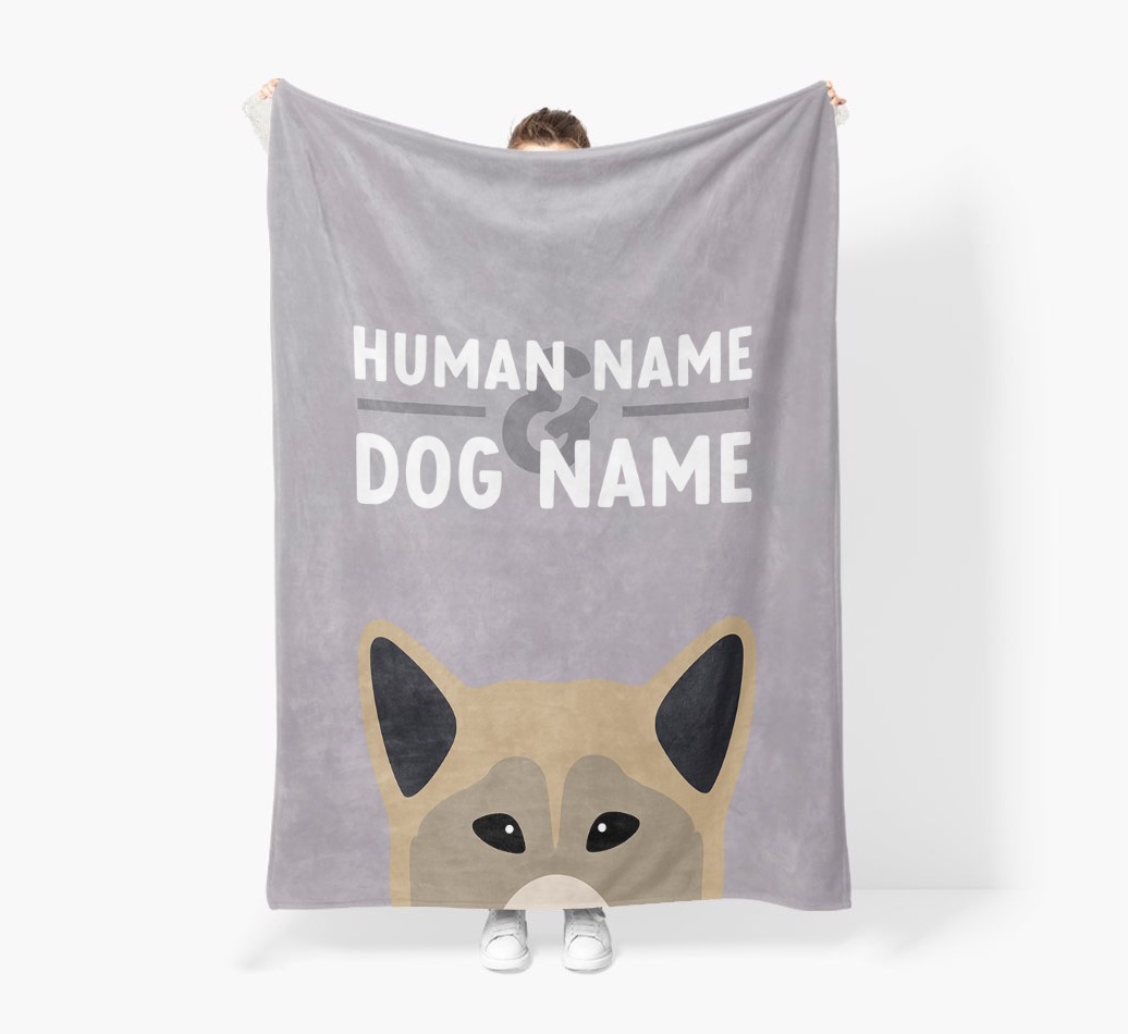 Human & Dog Name: Personalised {breedFullName} Premium Sherpa Fleece Blanket
