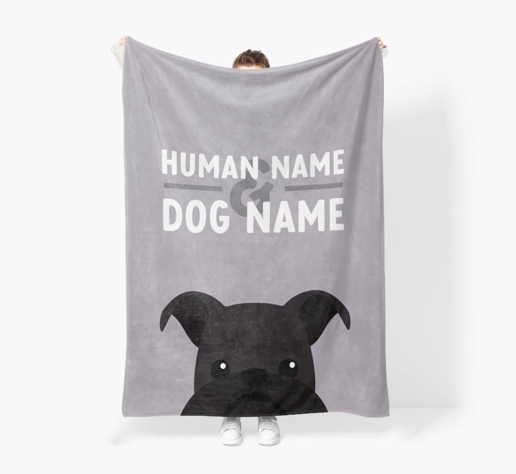 Human & Dog Name: Personalised {breedFullName} Premium Sherpa Fleece Blanket
