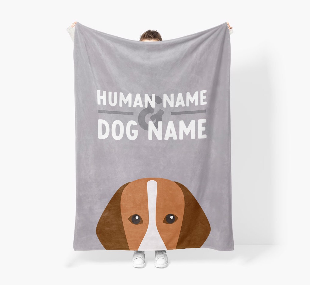 Human & Dog Name: Personalised {breedFullName} Premium Sherpa Fleece Blanket