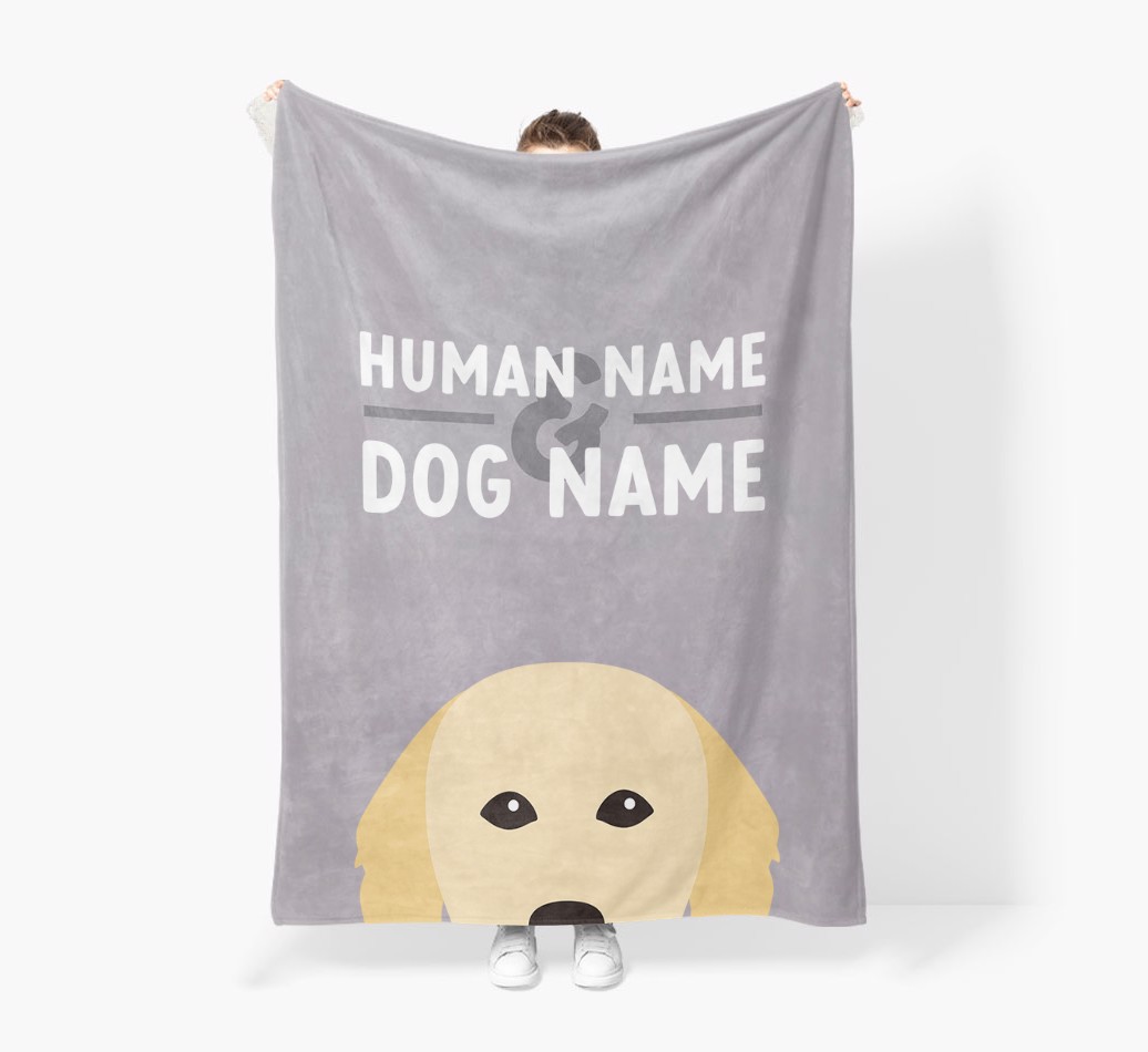 Human & Dog Name: Personalised {breedFullName} Premium Sherpa Fleece Blanket
