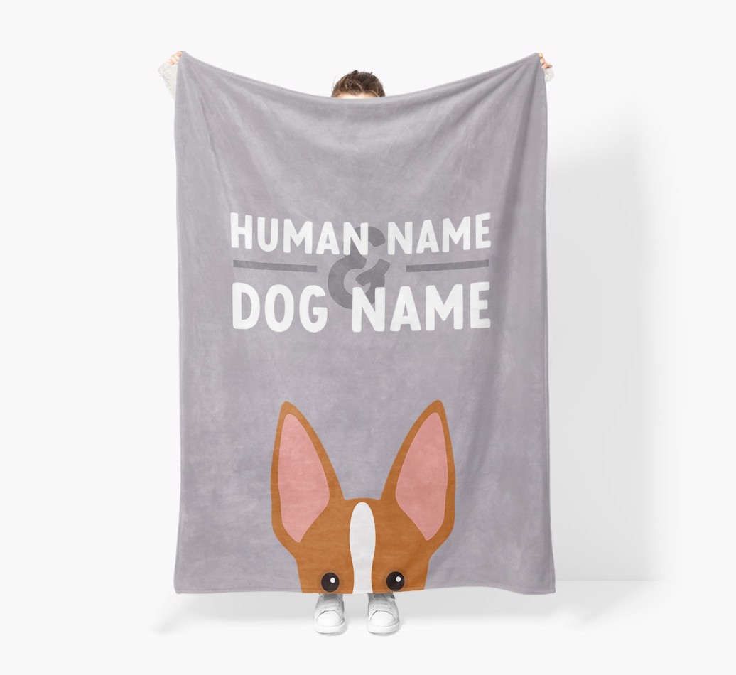 Human & Dog Name: Personalised {breedFullName} Premium Sherpa Fleece Blanket