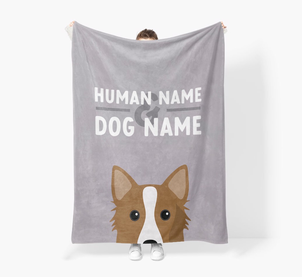 Human & Dog Name: Personalised {breedFullName} Premium Sherpa Fleece Blanket