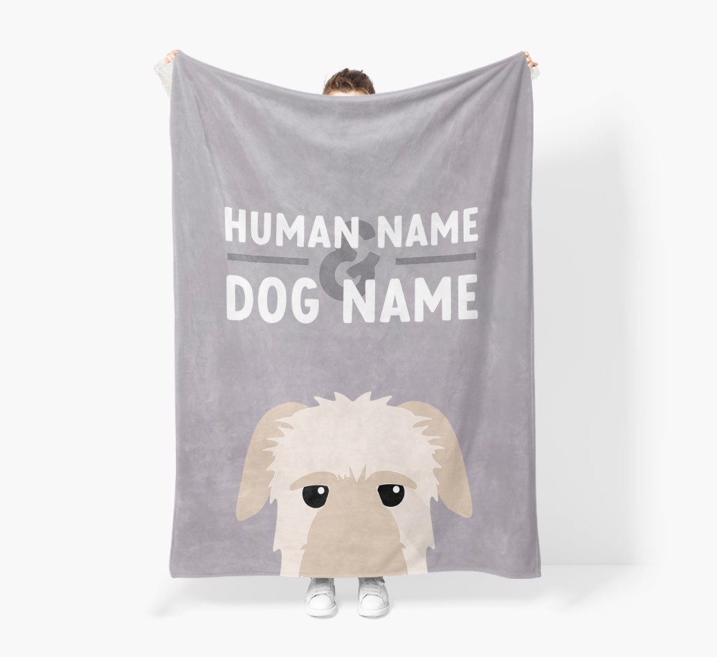 Human & Dog Name: Personalised {breedFullName} Premium Sherpa Fleece Blanket