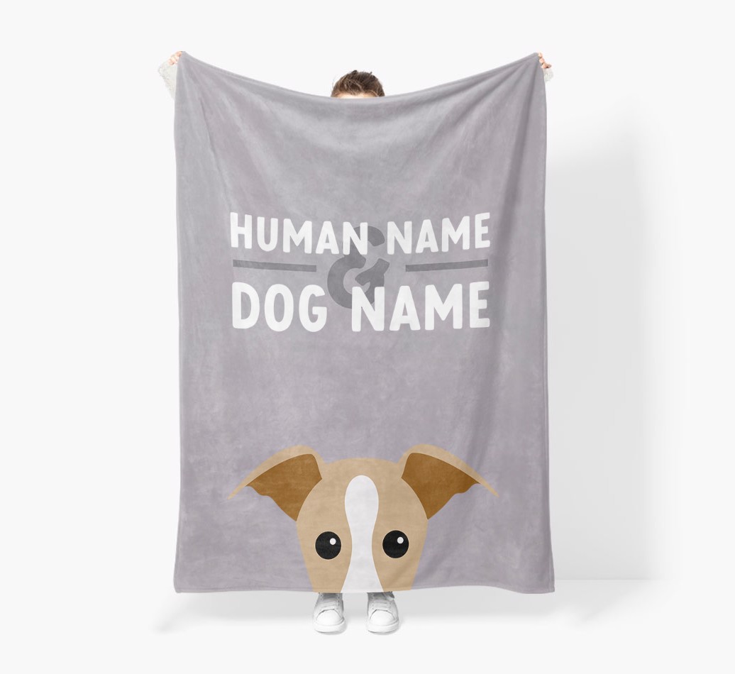 Human & Dog Name: Personalised {breedFullName} Premium Sherpa Fleece Blanket