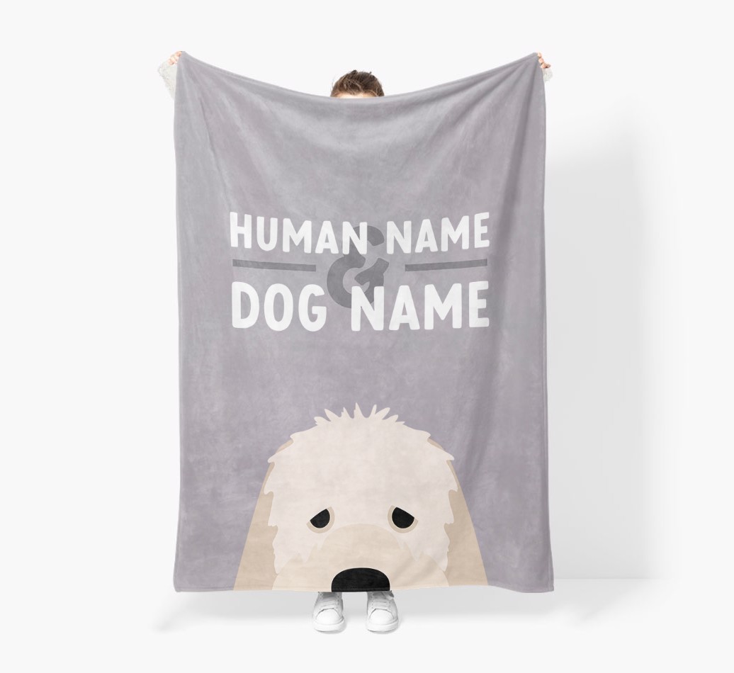 Human & Dog Name: Personalised {breedFullName} Premium Sherpa Fleece Blanket