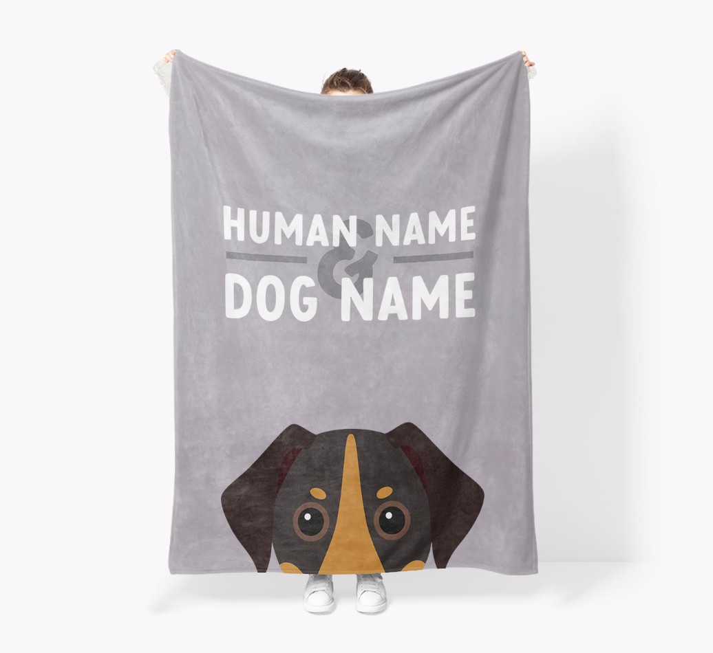 Human & Dog Name: Personalised {breedFullName} Premium Sherpa Fleece Blanket