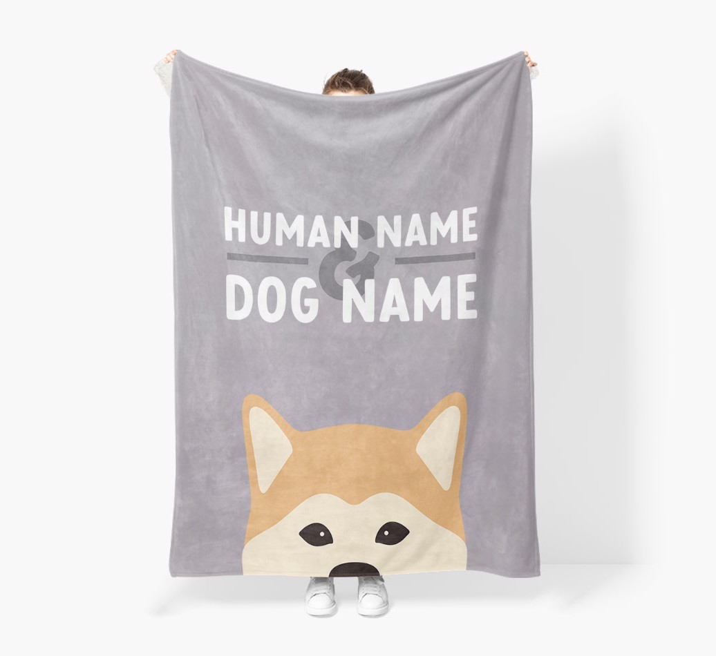 Human & Dog Name: Personalised {breedFullName} Premium Sherpa Fleece Blanket