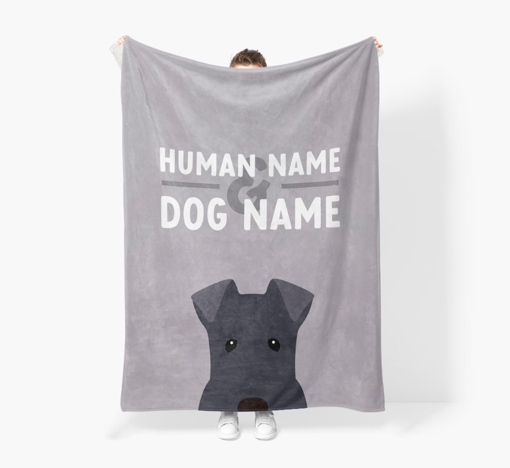 Human & Dog Name: Personalised {breedFullName} Premium Sherpa Fleece Blanket