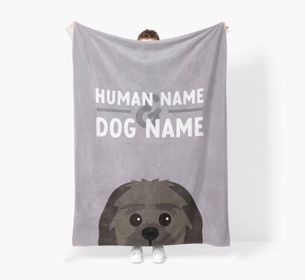 Human & Dog Name: Personalised {breedFullName} Premium Sherpa Fleece Blanket