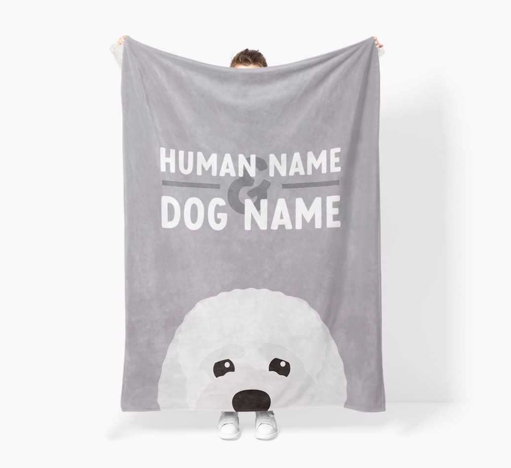Human & Dog Name: Personalised {breedFullName} Premium Sherpa Fleece Blanket