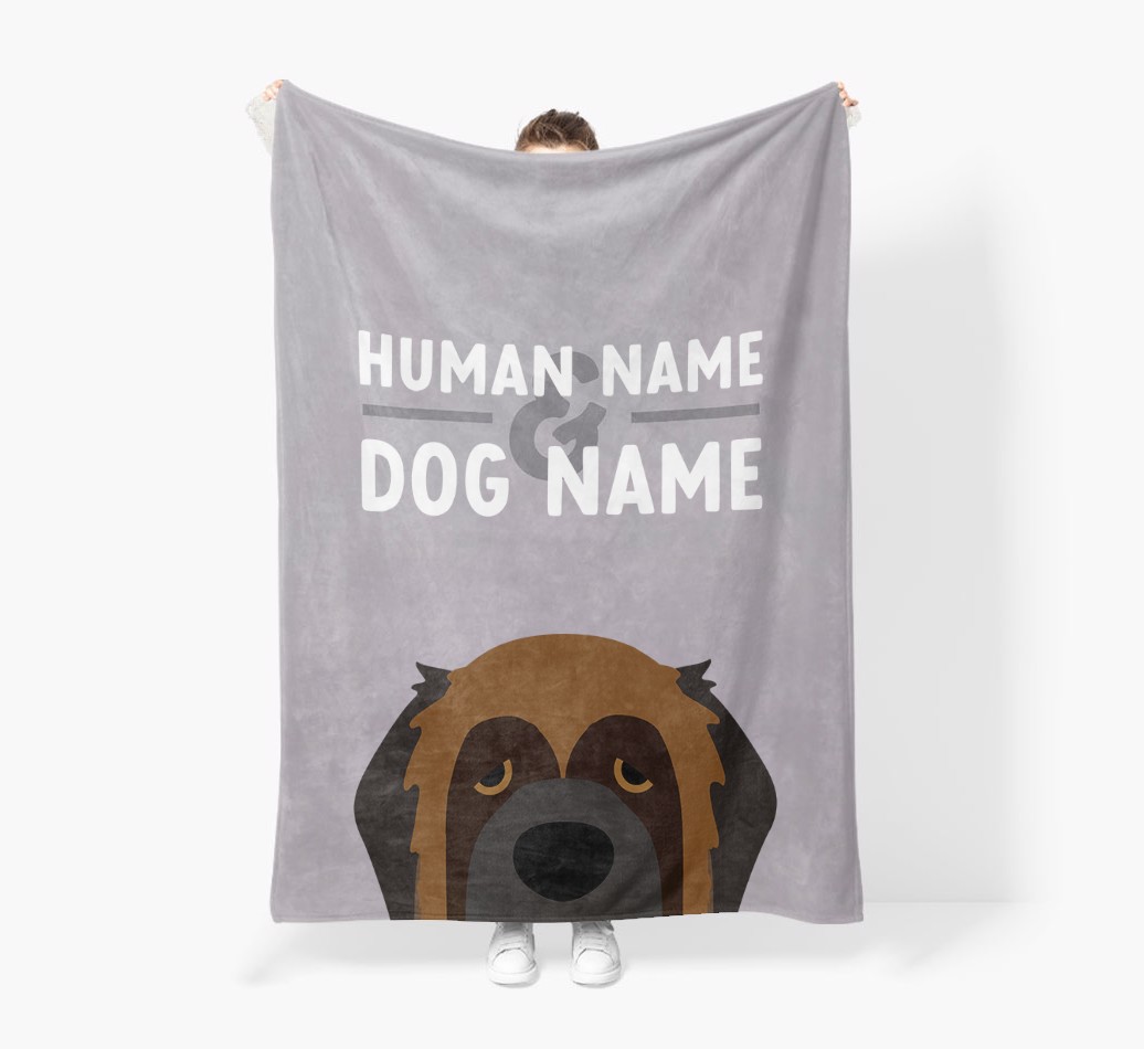 Human & Dog Name: Personalised {breedFullName} Premium Sherpa Fleece Blanket