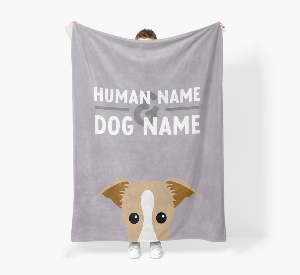 Human & Dog Name: Personalised {breedFullName} Premium Sherpa Fleece Blanket