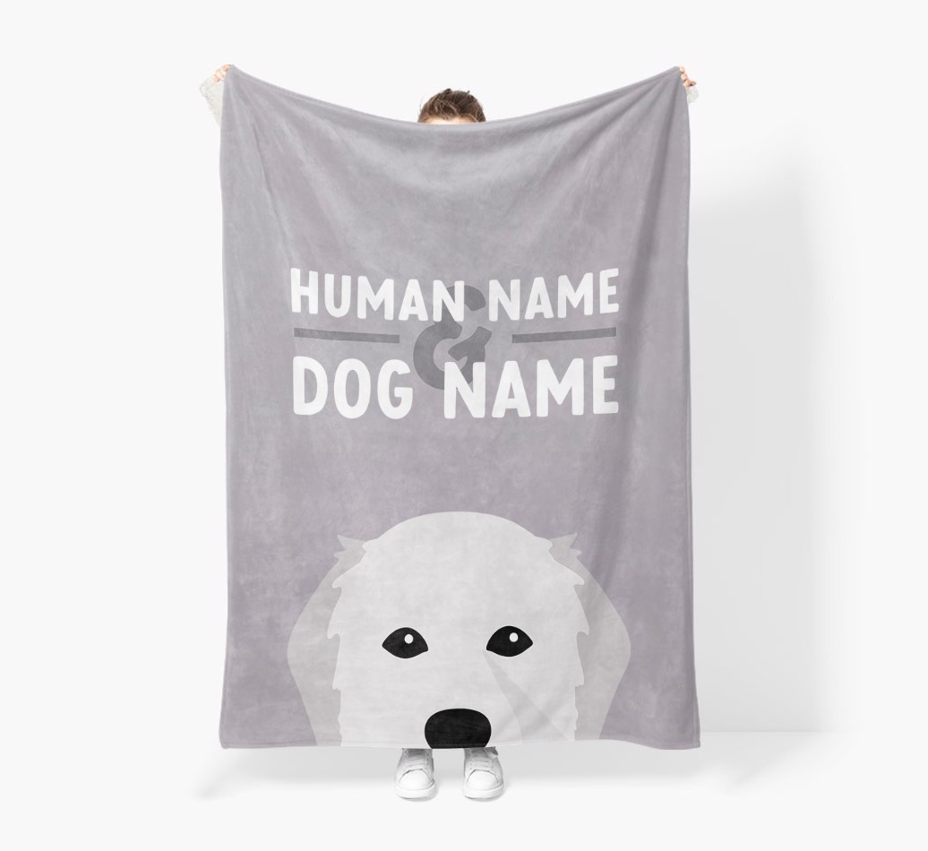 Human & Dog Name: Personalised {breedFullName} Premium Sherpa Fleece Blanket