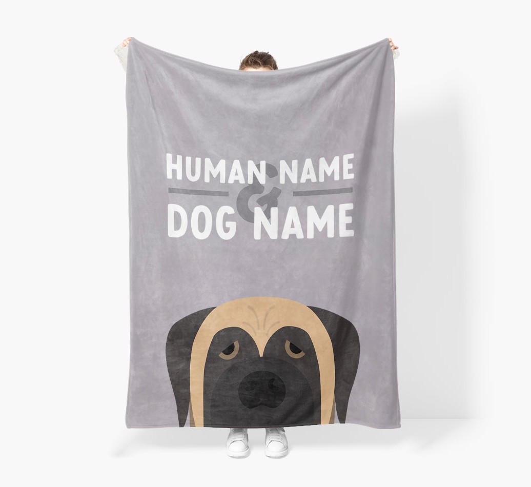 Human & Dog Name: Personalised {breedFullName} Premium Sherpa Fleece Blanket