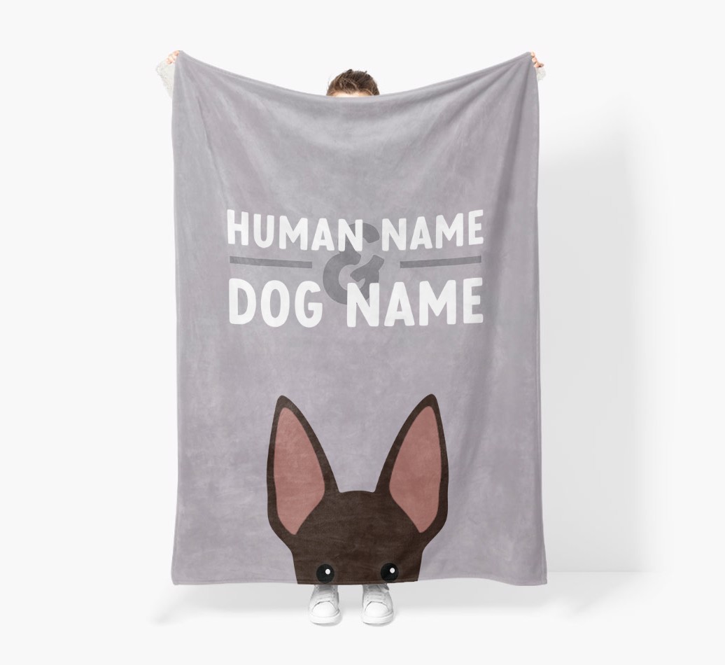 Human & Dog Name: Personalised {breedFullName} Premium Sherpa Fleece Blanket