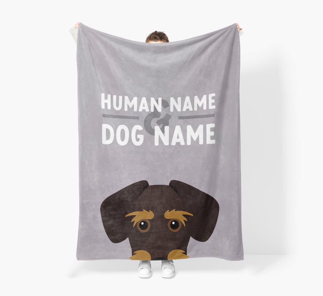 Human & Dog Name: Personalised {breedFullName} Premium Sherpa Fleece Blanket