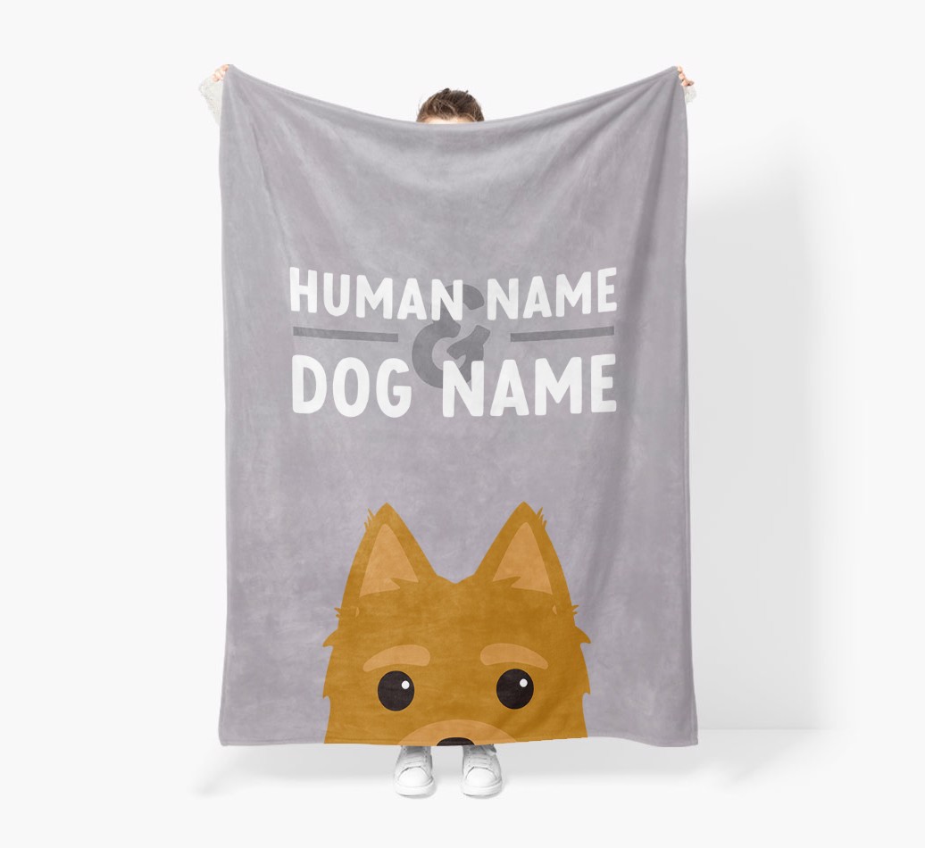 Human & Dog Name: Personalised {breedFullName} Premium Sherpa Fleece Blanket