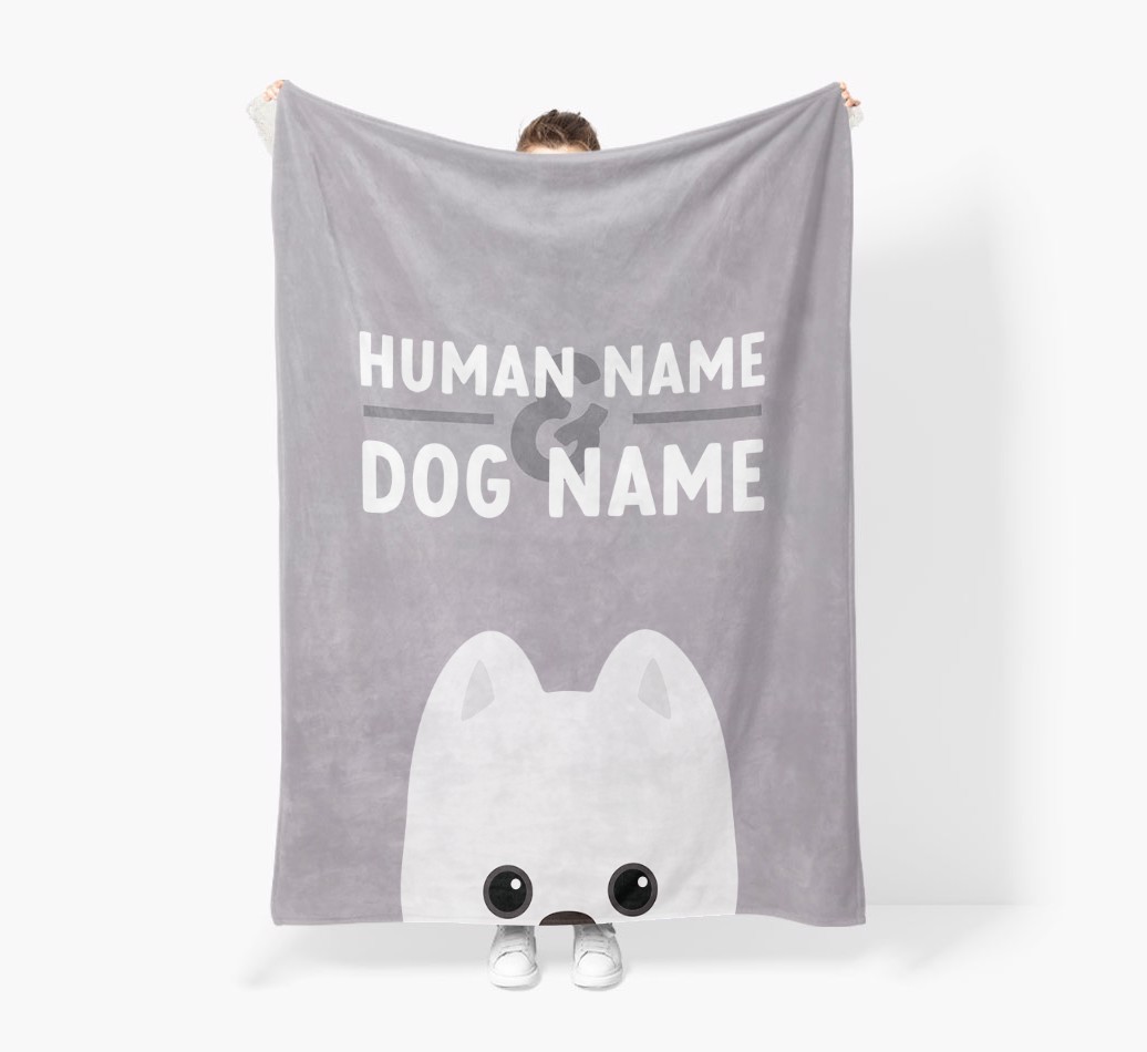 Human & Dog Name: Personalised {breedFullName} Premium Sherpa Fleece Blanket