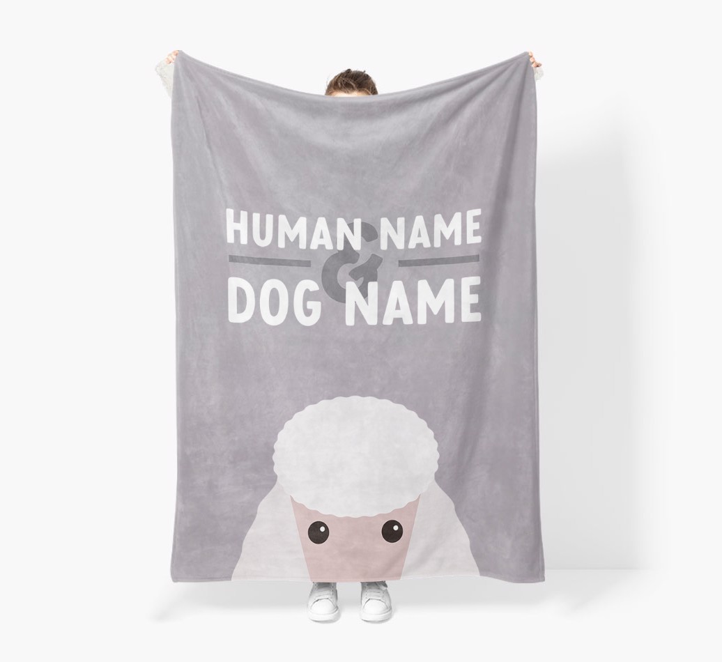 Human & Dog Name: Personalised {breedFullName} Premium Sherpa Fleece Blanket