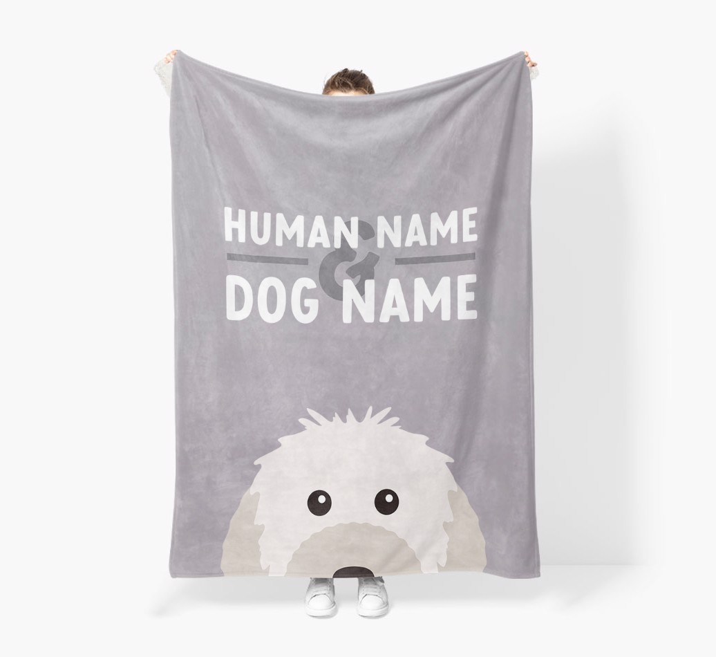 Human & Dog Name: Personalised {breedFullName} Premium Sherpa Fleece Blanket