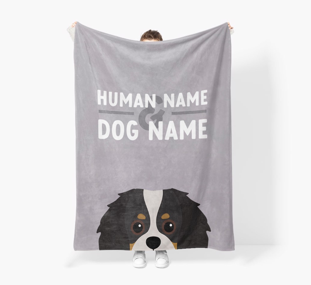Human & Dog Name: Personalised {breedFullName} Premium Sherpa Fleece Blanket