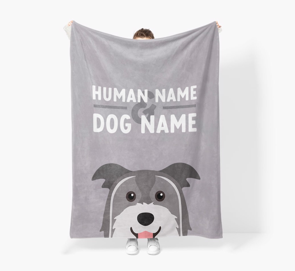 Human & Dog Name: Personalised {breedFullName} Premium Sherpa Fleece Blanket