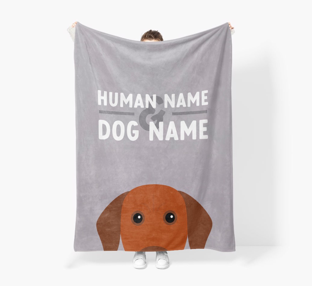 Human & Dog Name: Personalised {breedFullName} Premium Sherpa Fleece Blanket