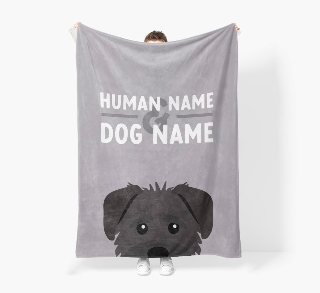 Human & Dog Name: Personalised {breedFullName} Premium Sherpa Fleece Blanket