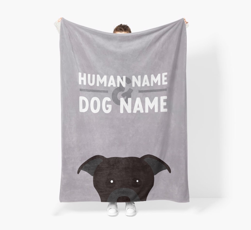 Human & Dog Name: Personalized {breedFullName} Premium Sherpa Fleece Blanket