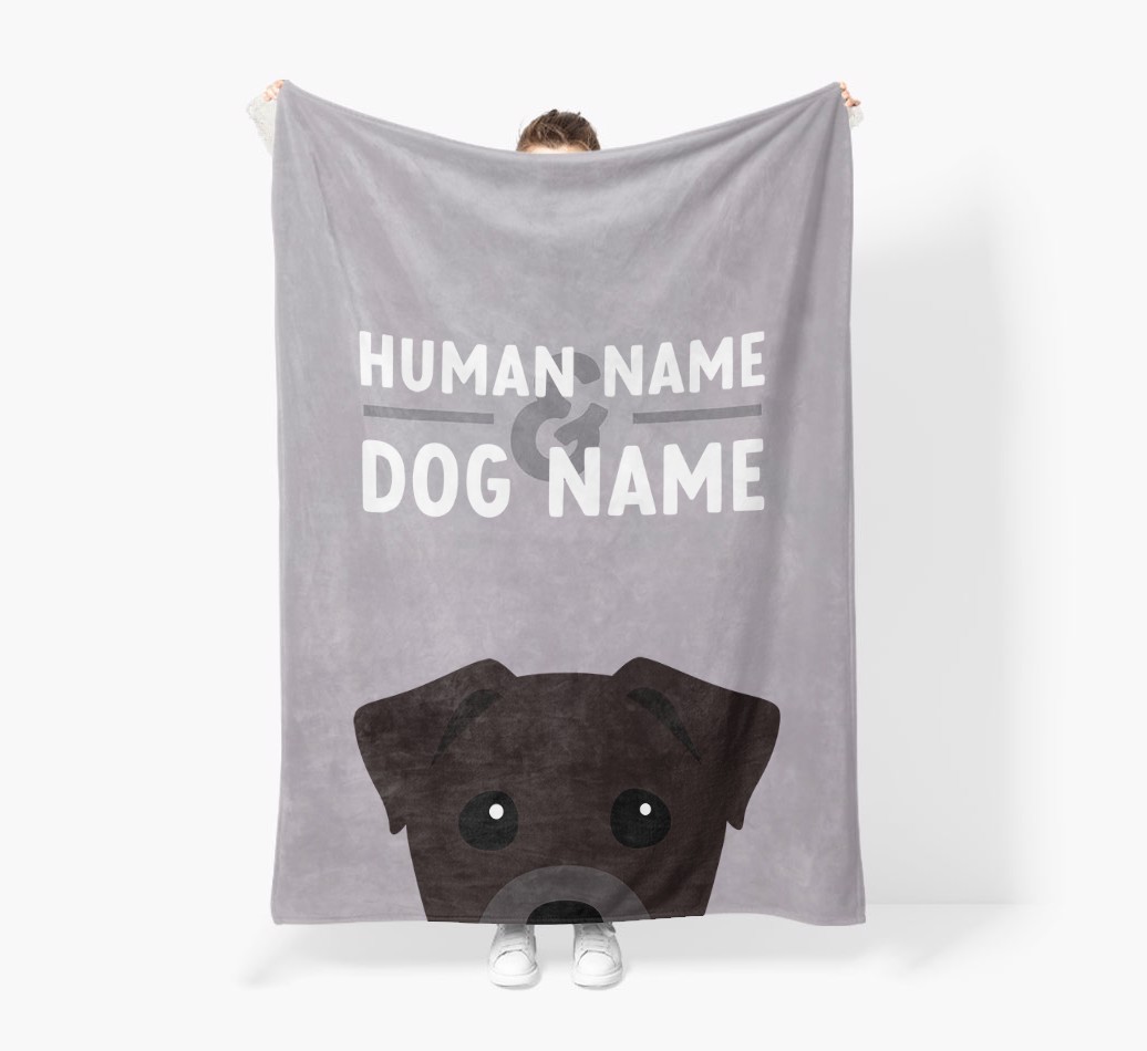 Human & Dog Name: Personalized {breedFullName} Premium Sherpa Fleece Blanket